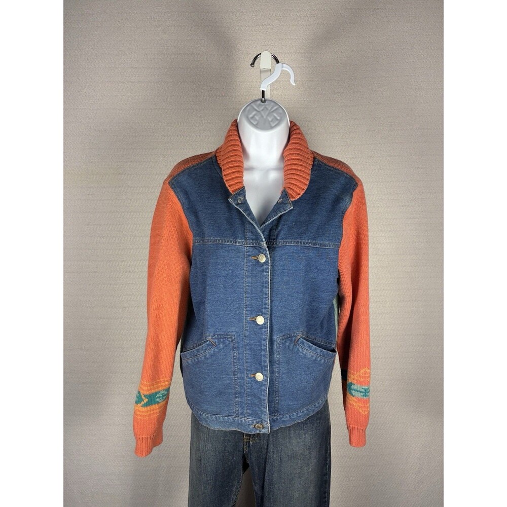 Women’s Pendleton Denim/sweater Button Down Vintage Collared Jacket Size Med